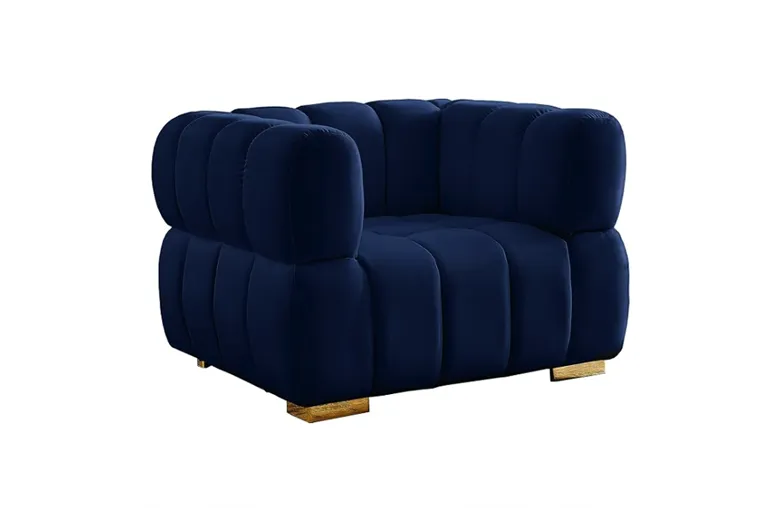 Navy Blue Chanel-Tufted Velvet Cloud Chair