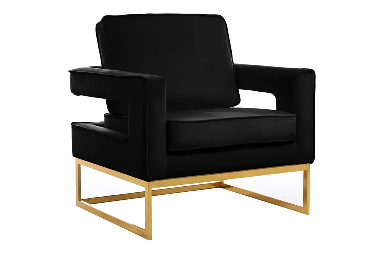 Black Velvet Contemporary Frame Chair