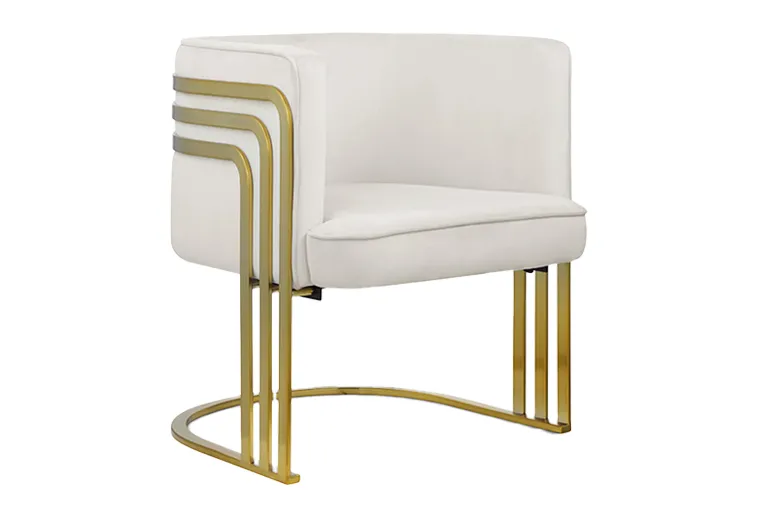 Cream Velvet Chair with Gold Deco Frame