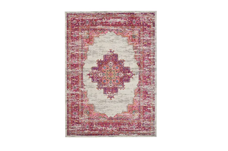 Fuschia Tabriz Design Vintage Look Rug