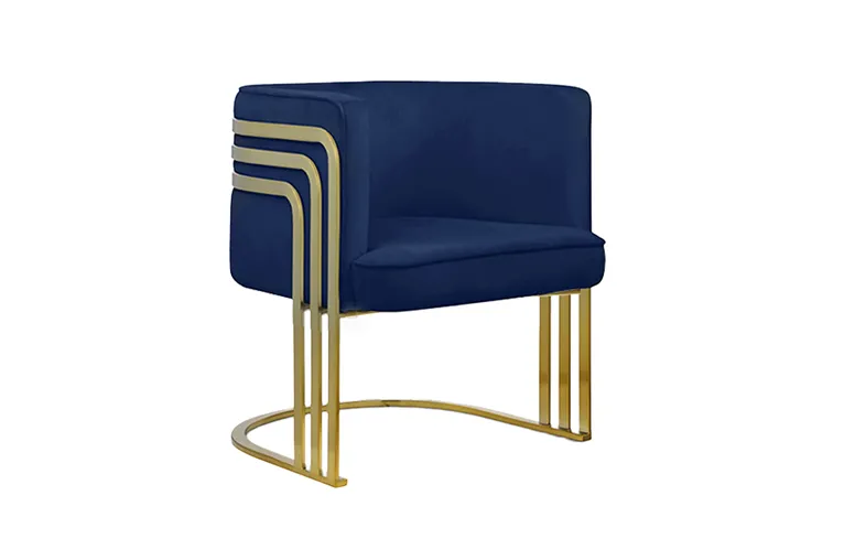  Navy Velvet Chair with Gold Deco Frame
