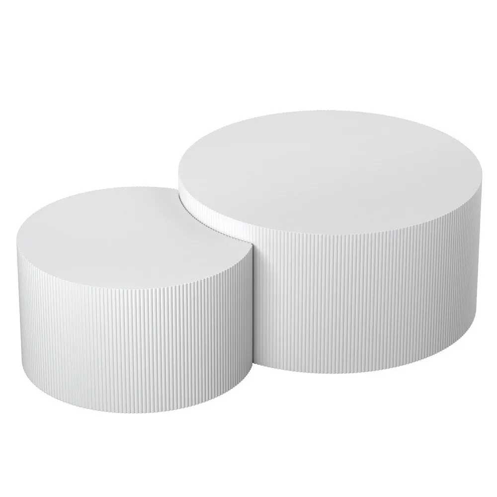 White Ribbed Nesting Coffee Tables