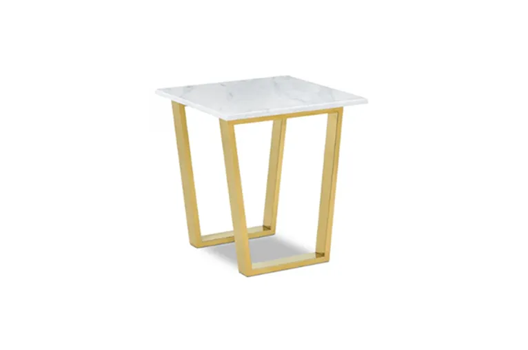 Marble Top End Table with Gold Frame Legs