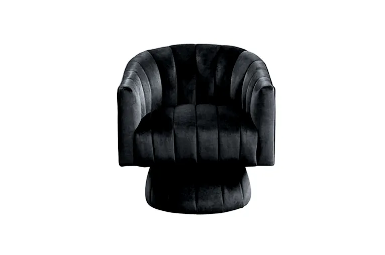 Black Channel Tufted Velvet Barrel Chair