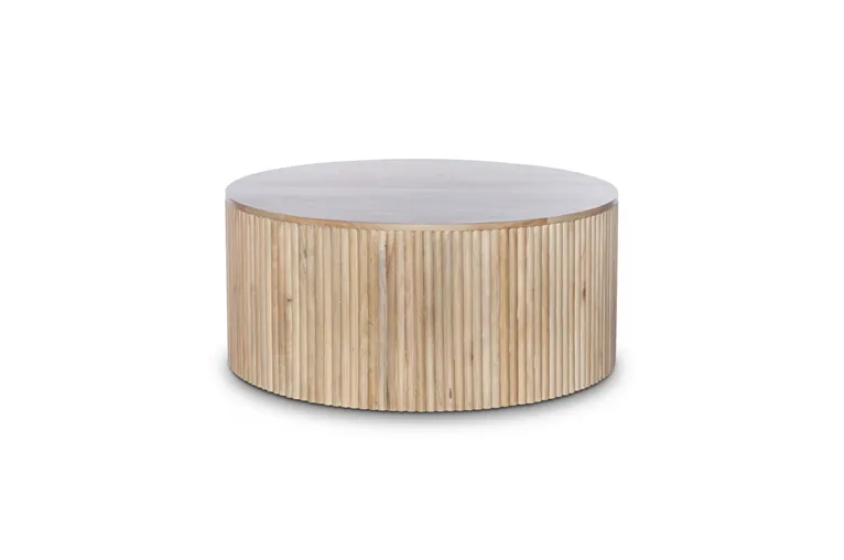 Ribbed Natural Wood Coffee Table