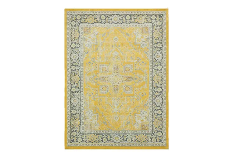 Gold & Gray Indo-Chinese Vintage Look Rug