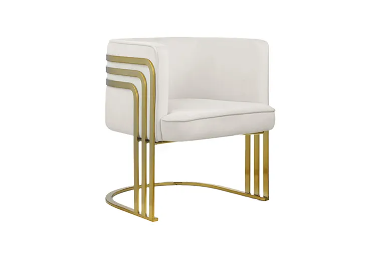 Cream Velvet Chair with Gold Deco Frame