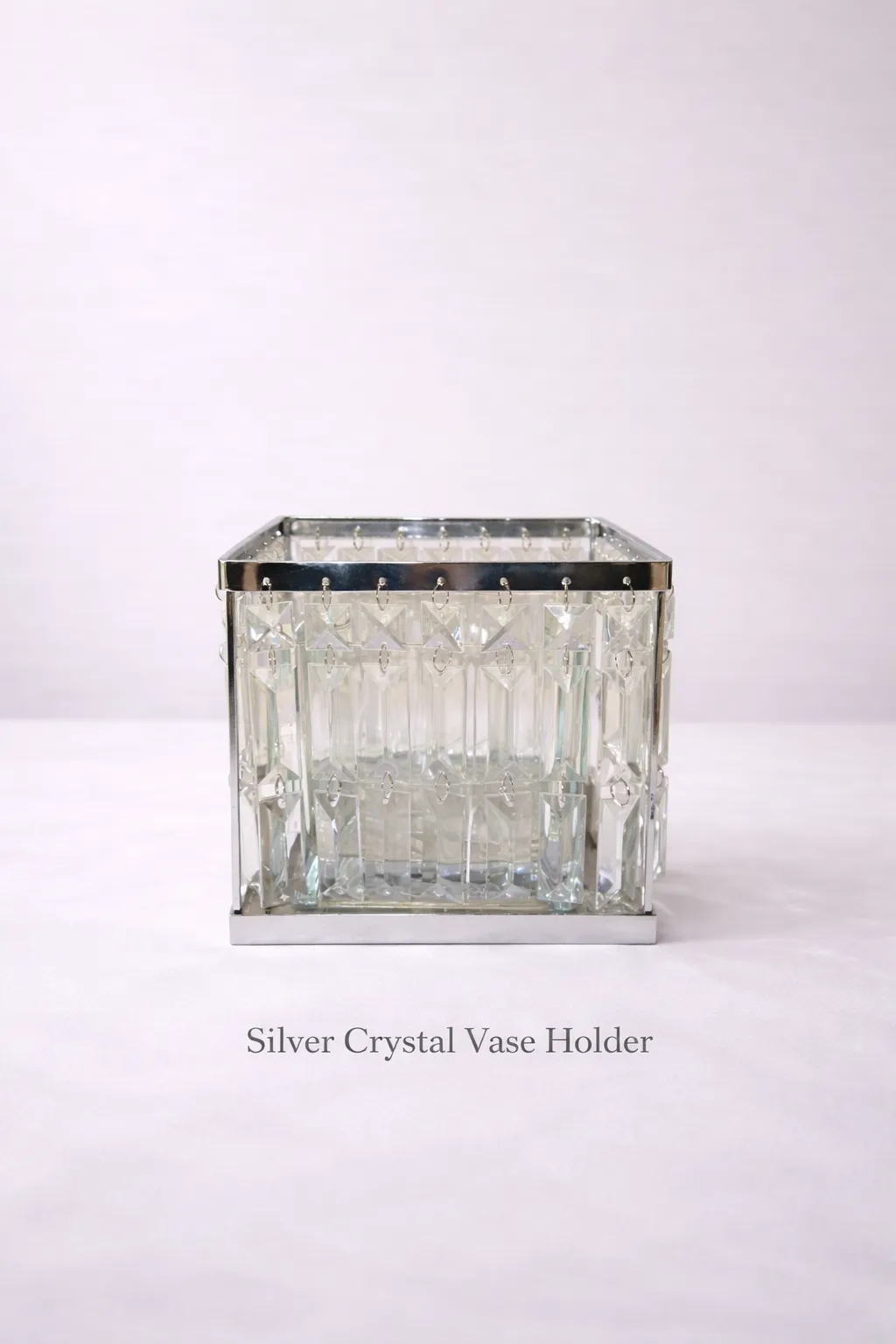Silver crystal  Square cube vase 