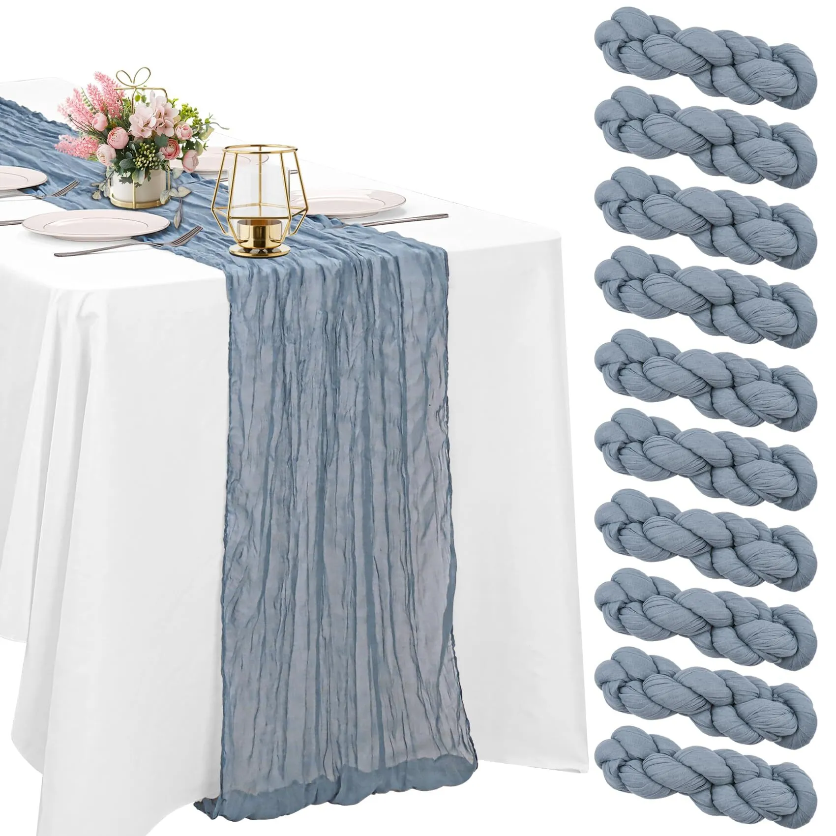 Dusty Blue Cheese cloth Runner 