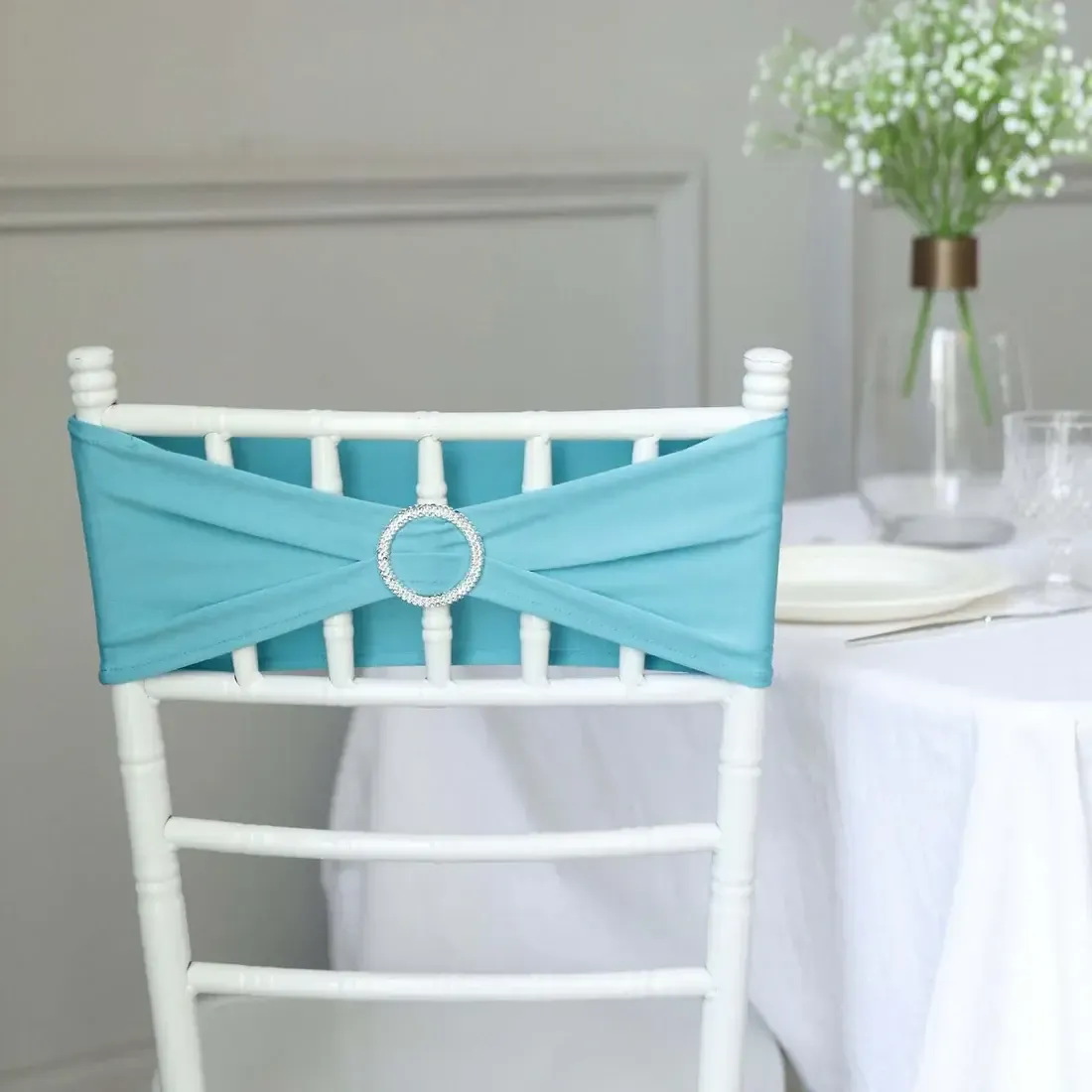 Tiffany Blue Chair Bando with silver buckle