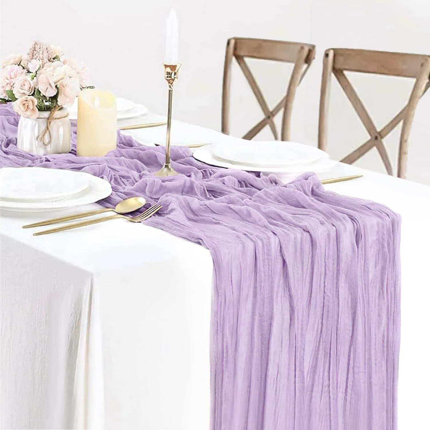 Lavender cheese cloth runner