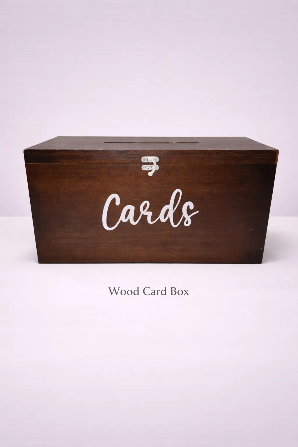Brown Wooden  Card box- "Cards " written on the front