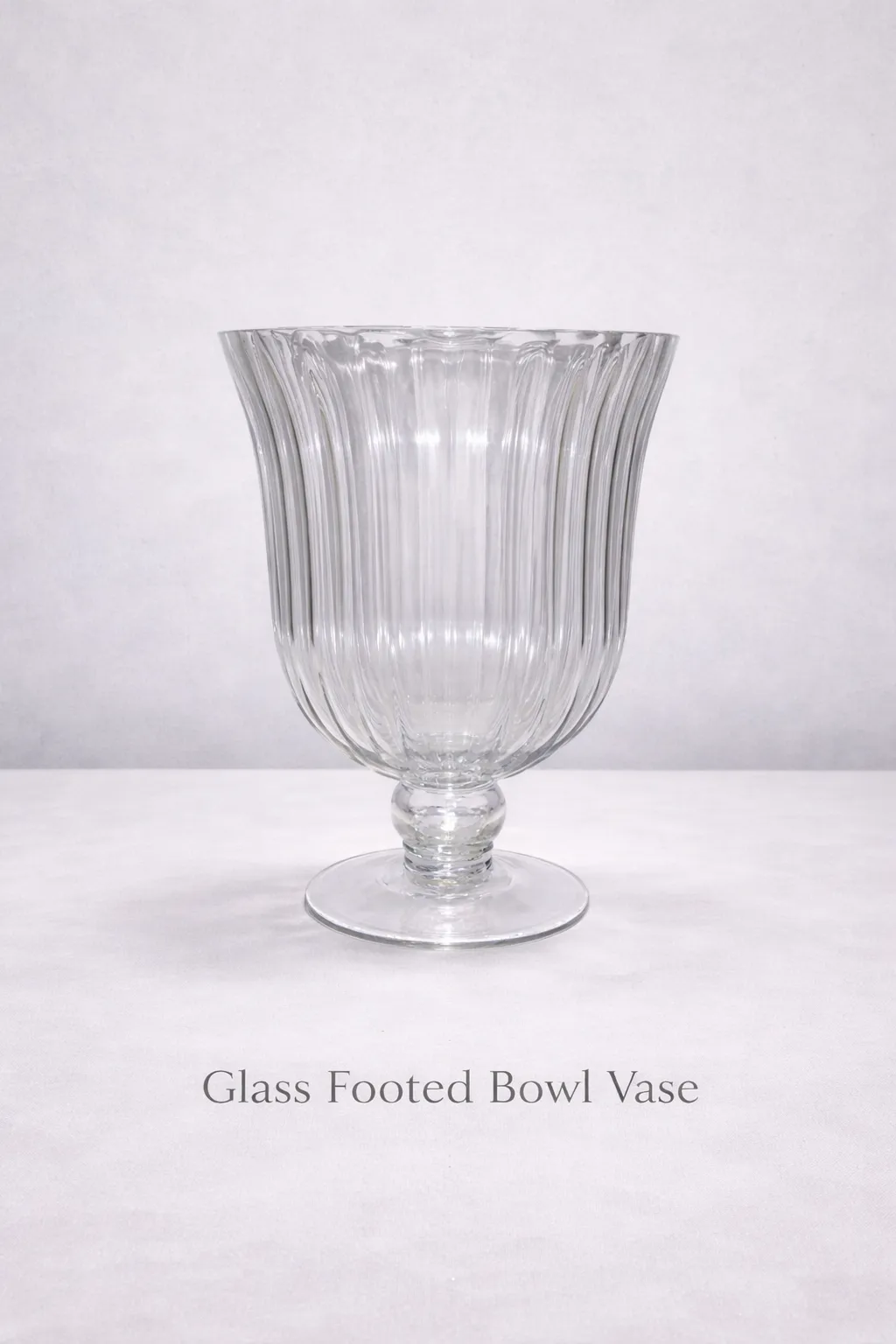 Clear Tall Ribbed Trumpet Bowl Vase