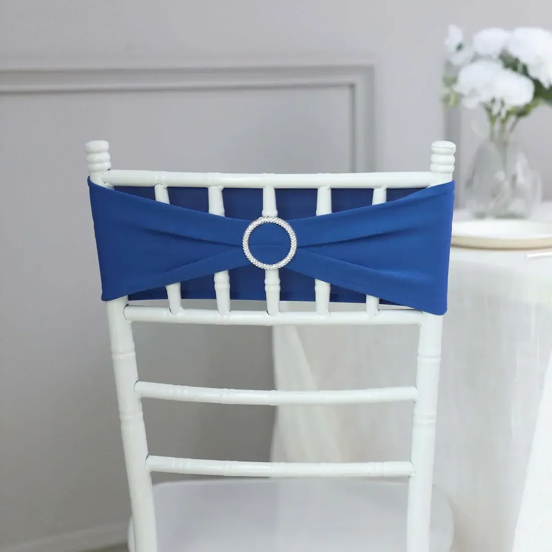 Blue Stretch Chair Bando with Silver Buckle