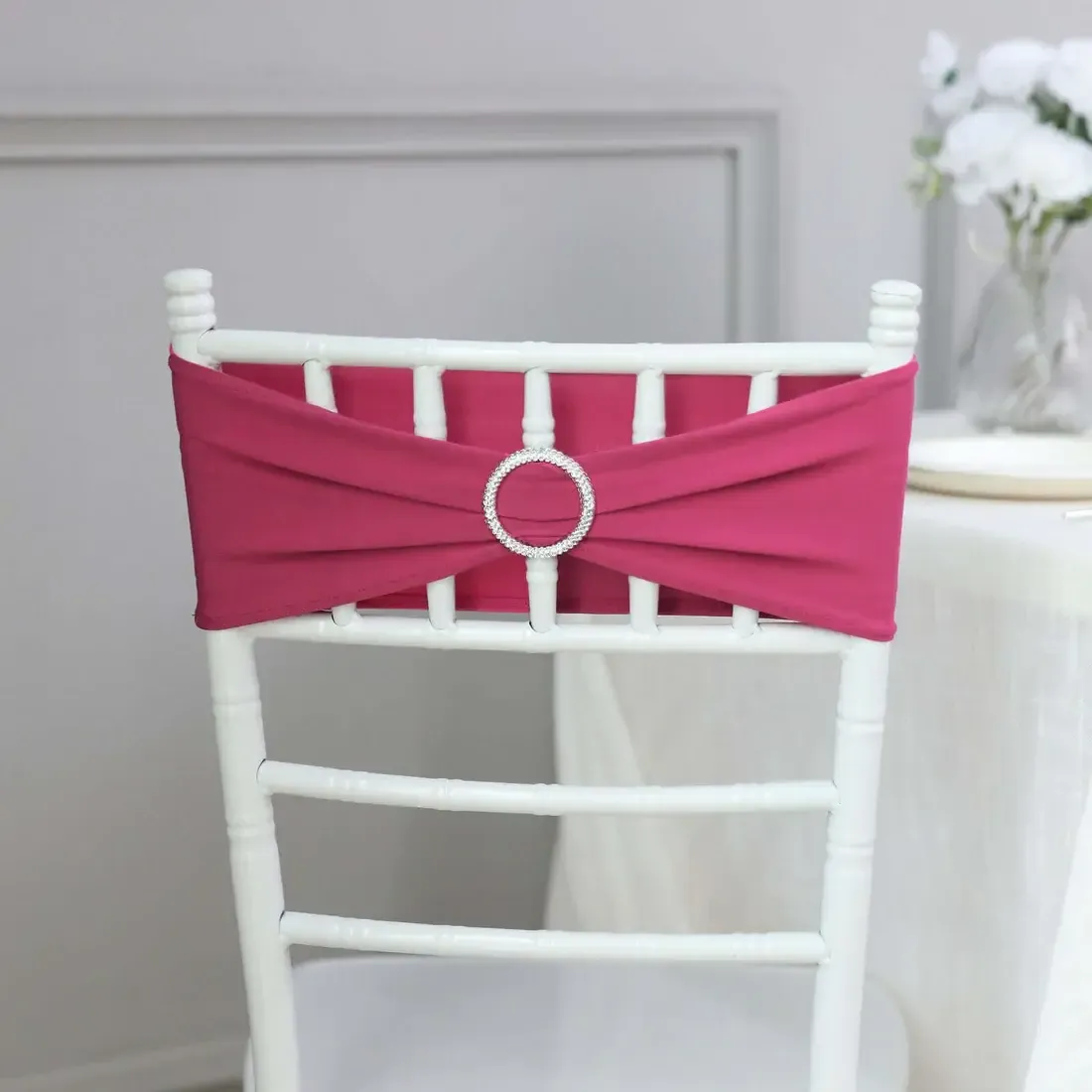 Fushia / hot Pink chair Bando with silver buckle