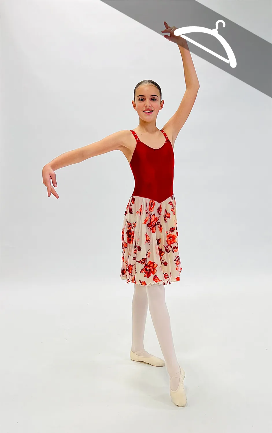 Robe Haut Lycra Jupe en Voile Fleuri - Essayage