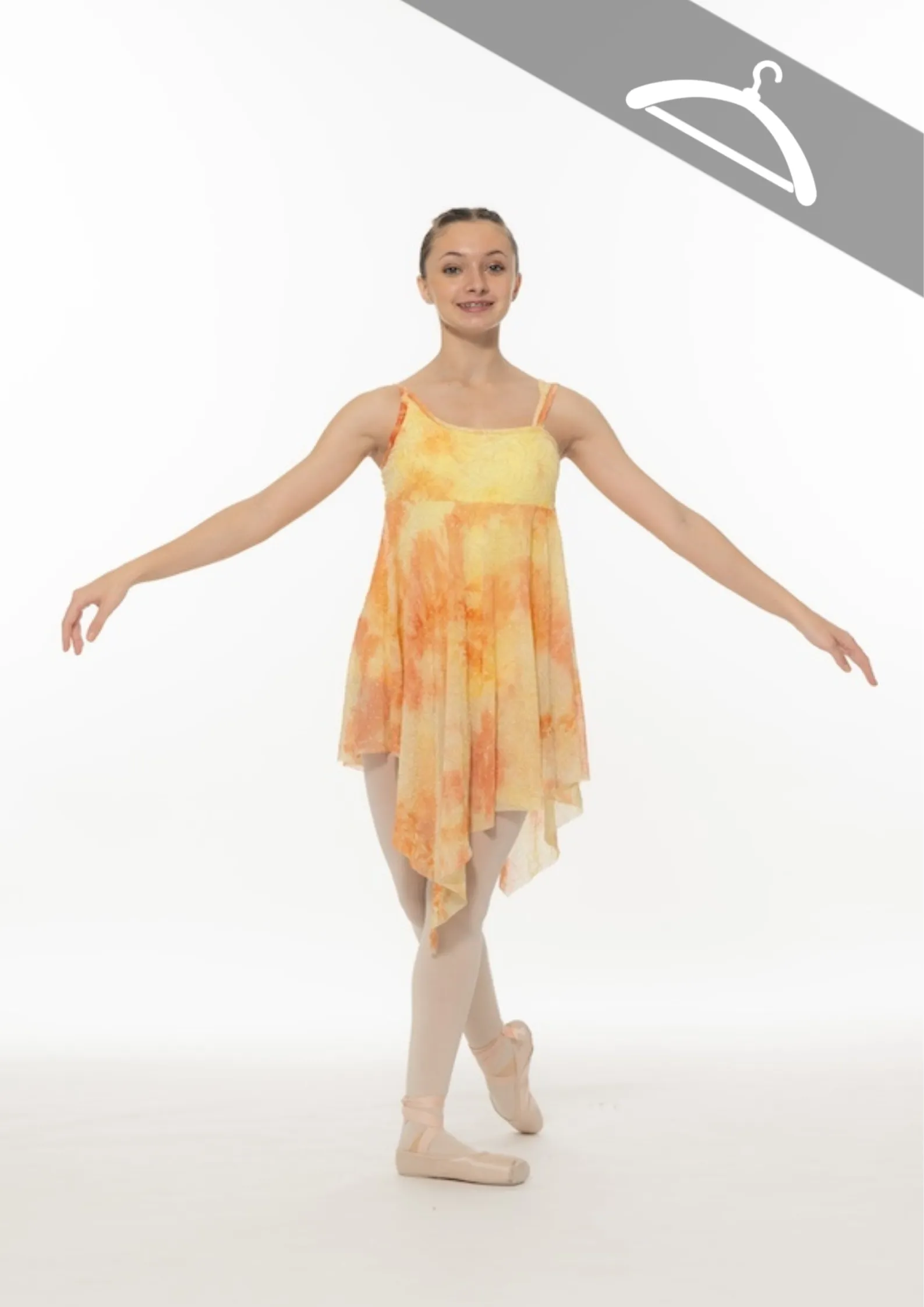 Robe jaune orangée asymétrique réf - PORT - Essayage