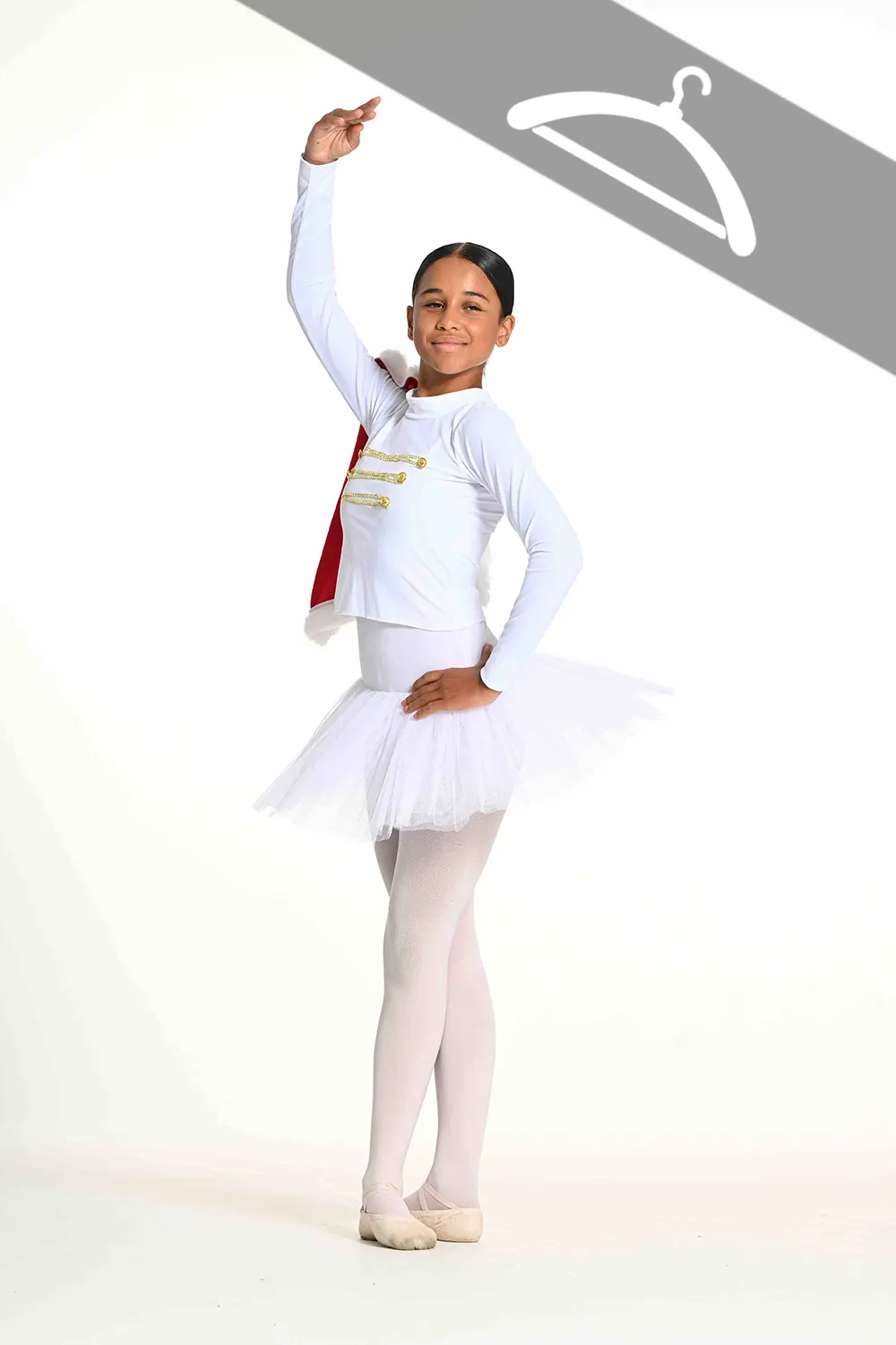 Haut Lycra Blanc + Cape Rouge style «Casse-Noisette» - Essayage