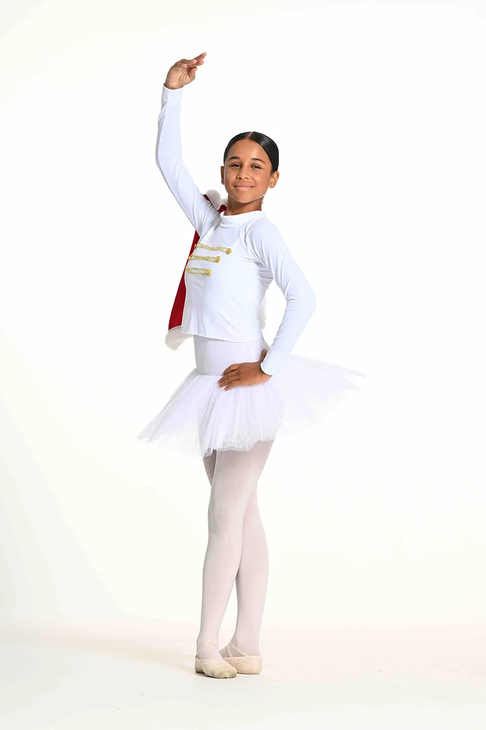 Haut Lycra Blanc + Cape Rouge style « Casse-Noisette »