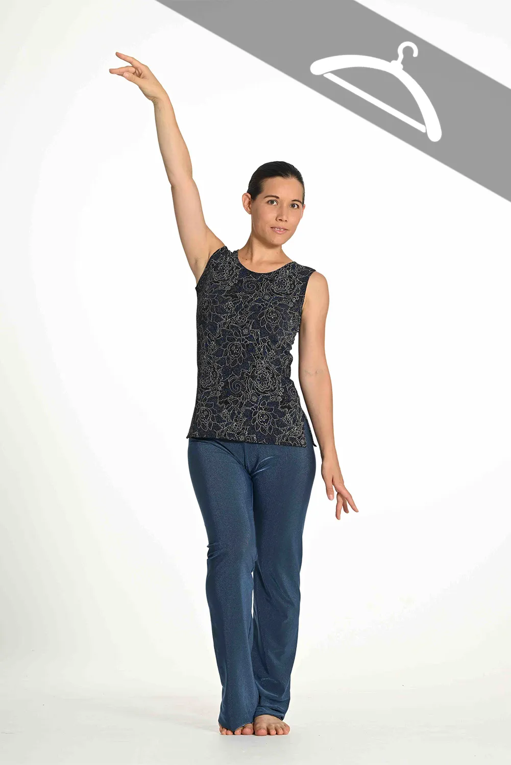 Débardeur noir à motifs pailletés - Essayage