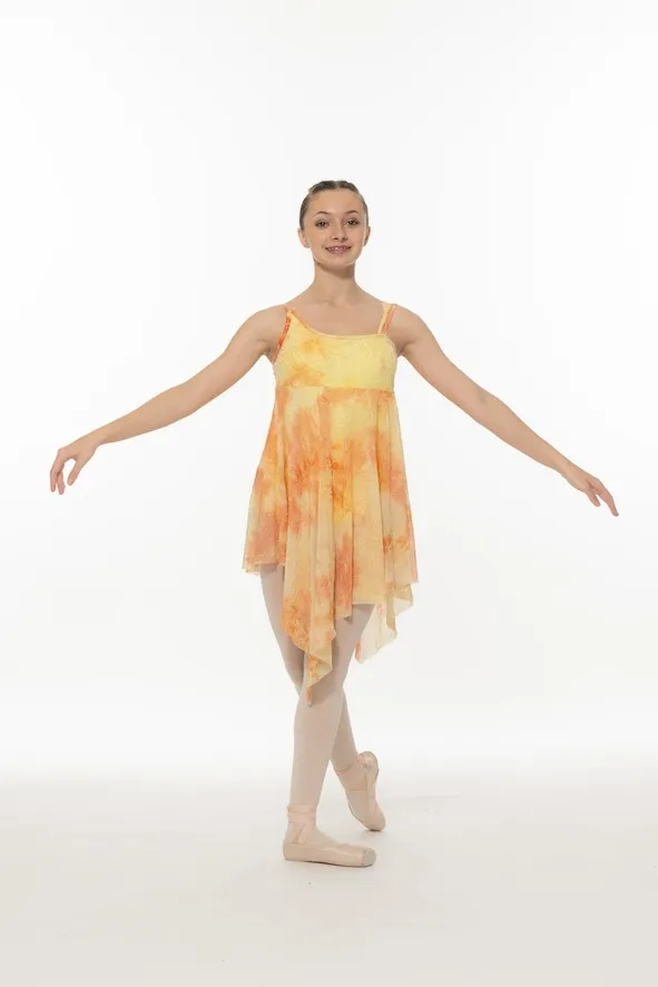 Robe jaune orangée asymétrique réf : PORT