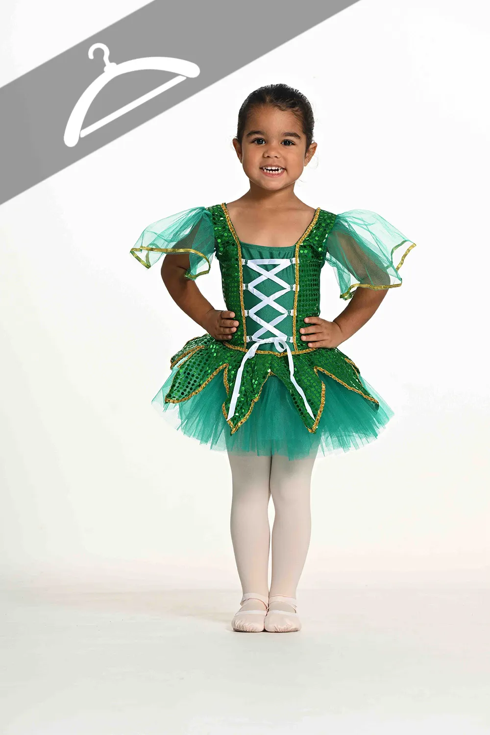 Tutu Vert et Or Pailleté - Essayage