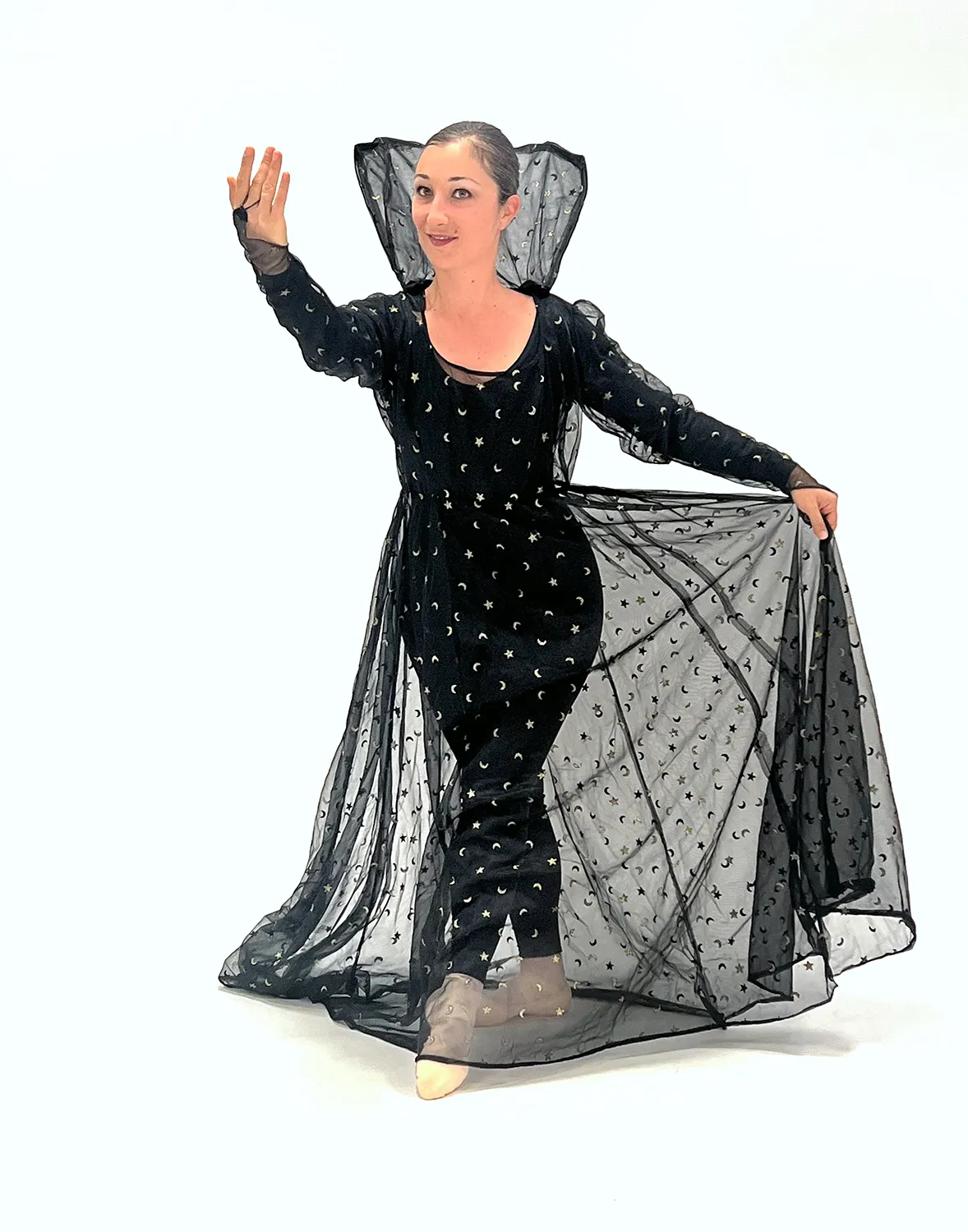 Robe Noire Transparente avec Motifs « Lune »