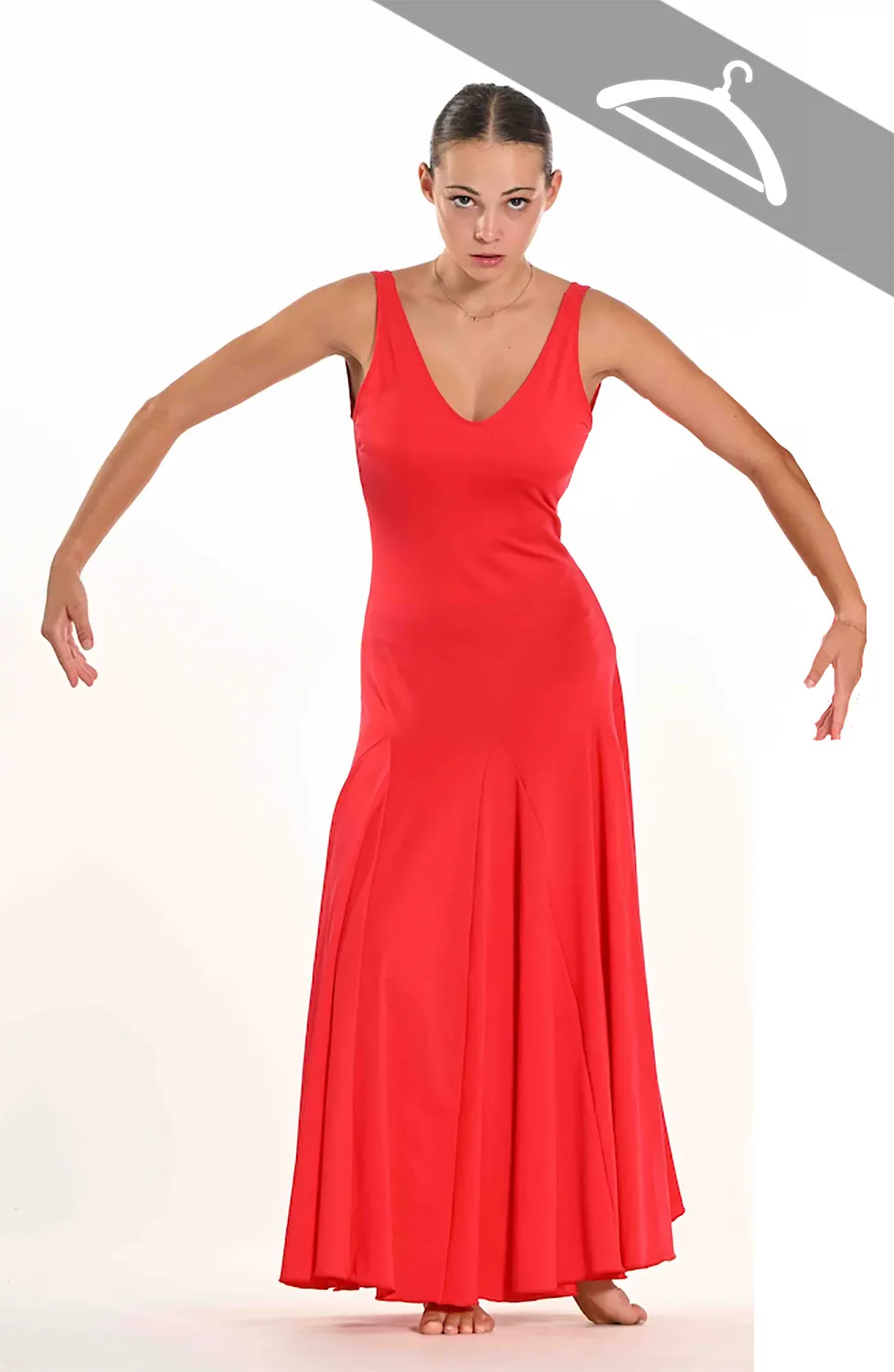 Robe Longue Lycra Col en V - Essayage