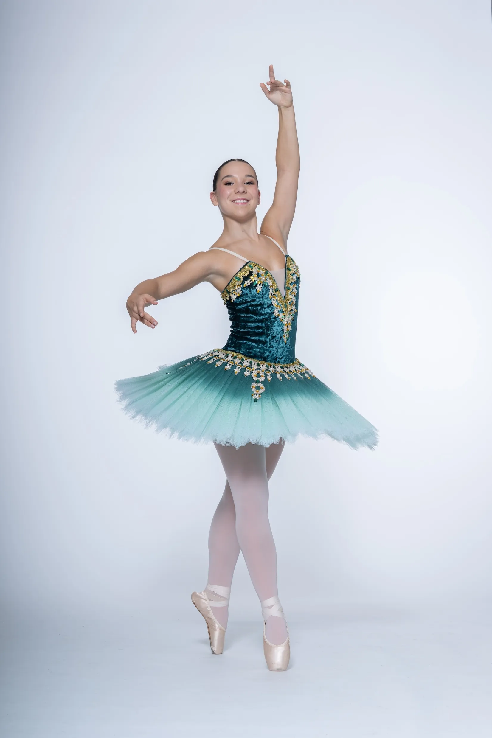 Tutu velours émeraude décorations dorées réf : HAUT6