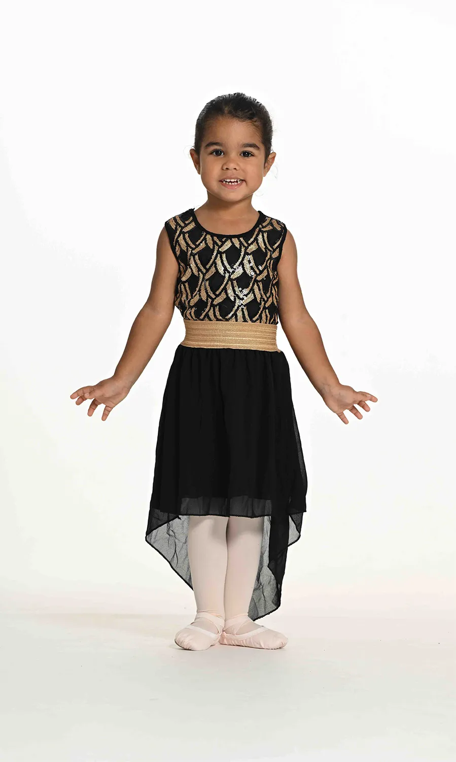 Robe Asymétrique : haut Pailleté et jupe en voile