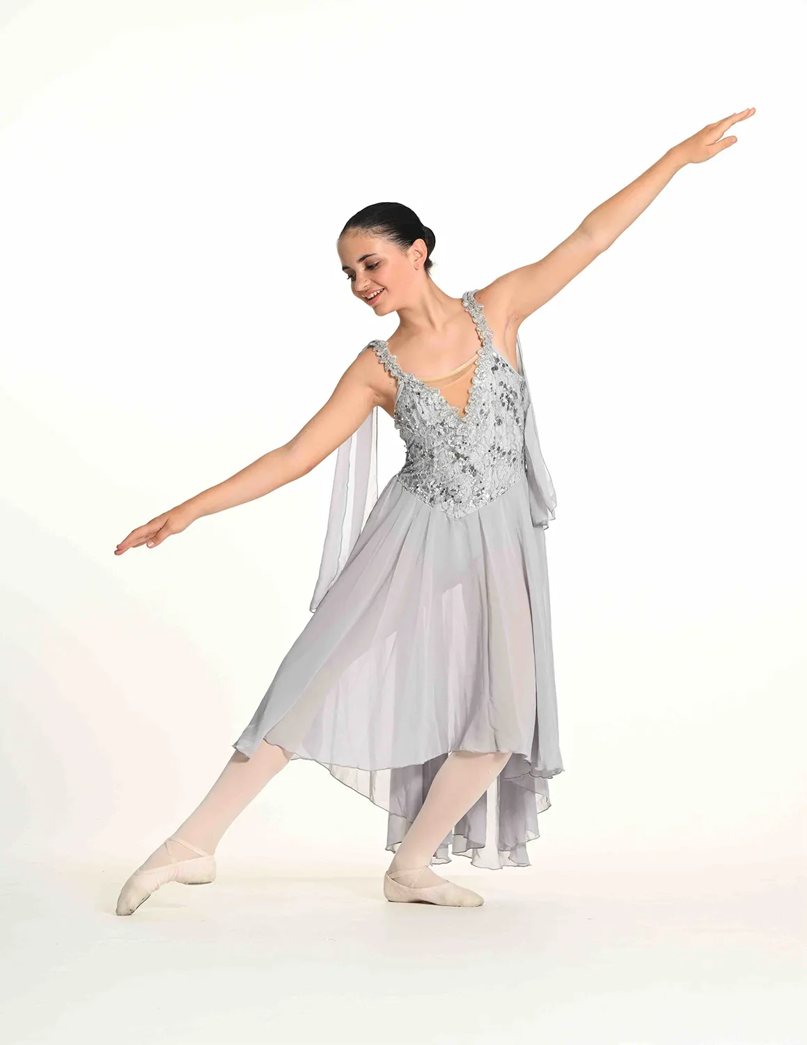 Robe Grise Fluide avec Sequins