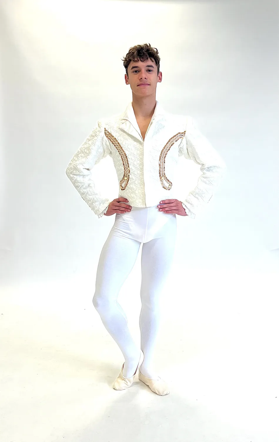 Veste Blanc-Crème Motifs Dorés