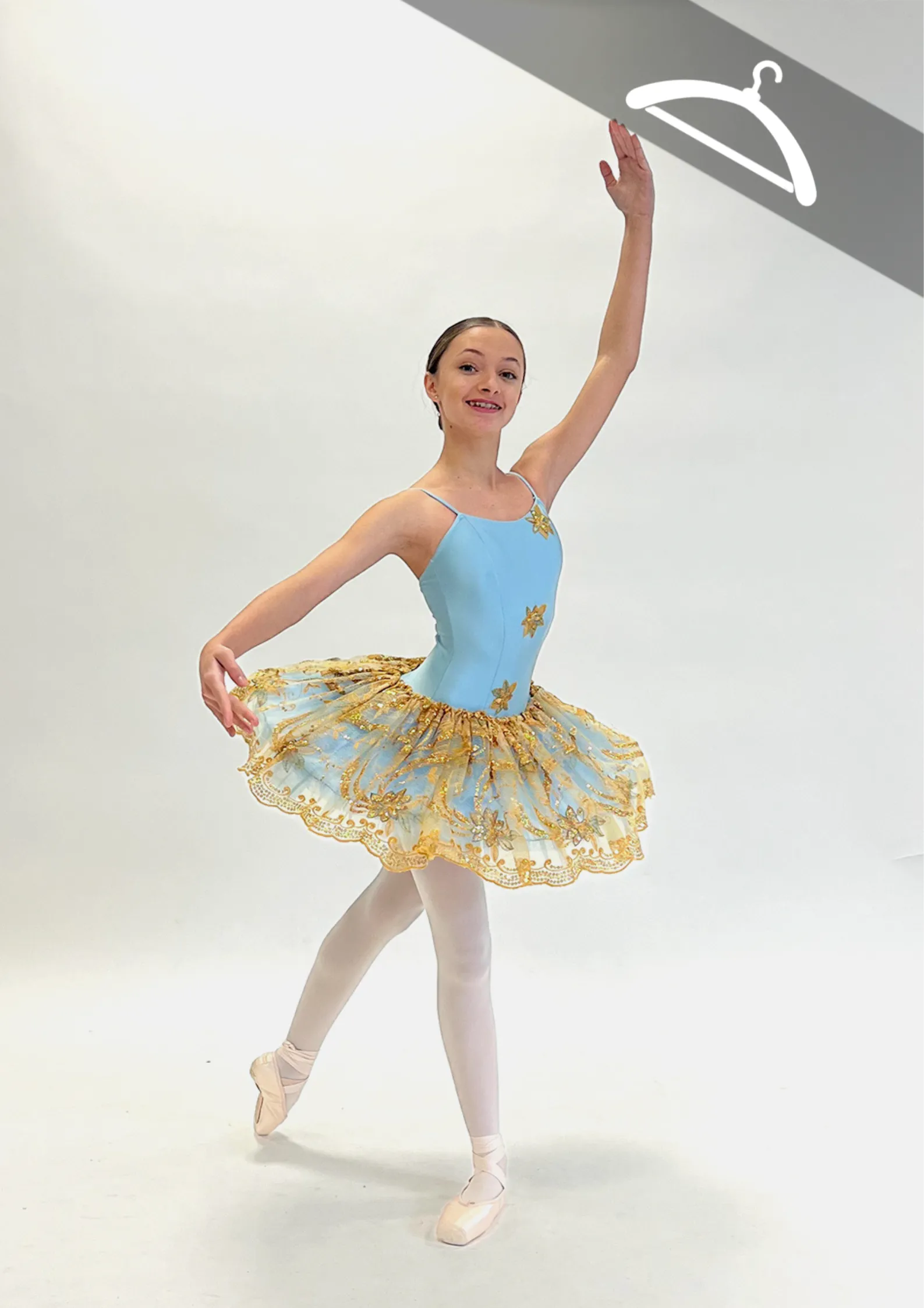 Tutu Semi-Pro Doré et Vert, Bleu ou Rose - Essayage