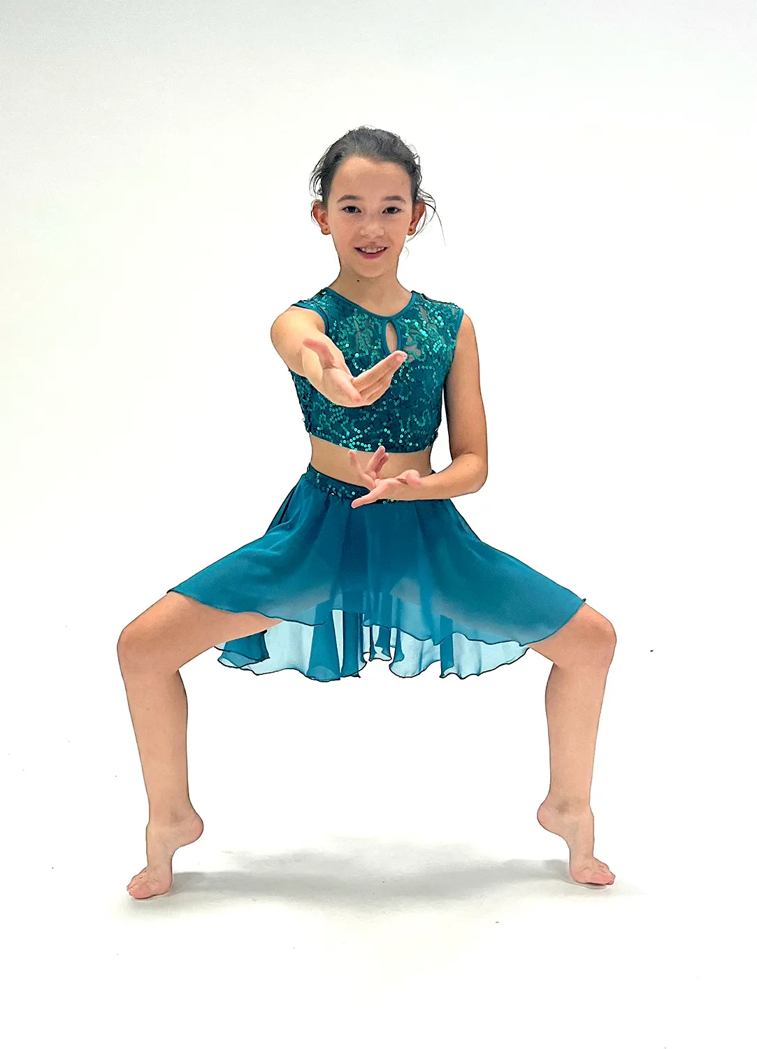 Brassière Pailletée et Jupe Bleu-Vert