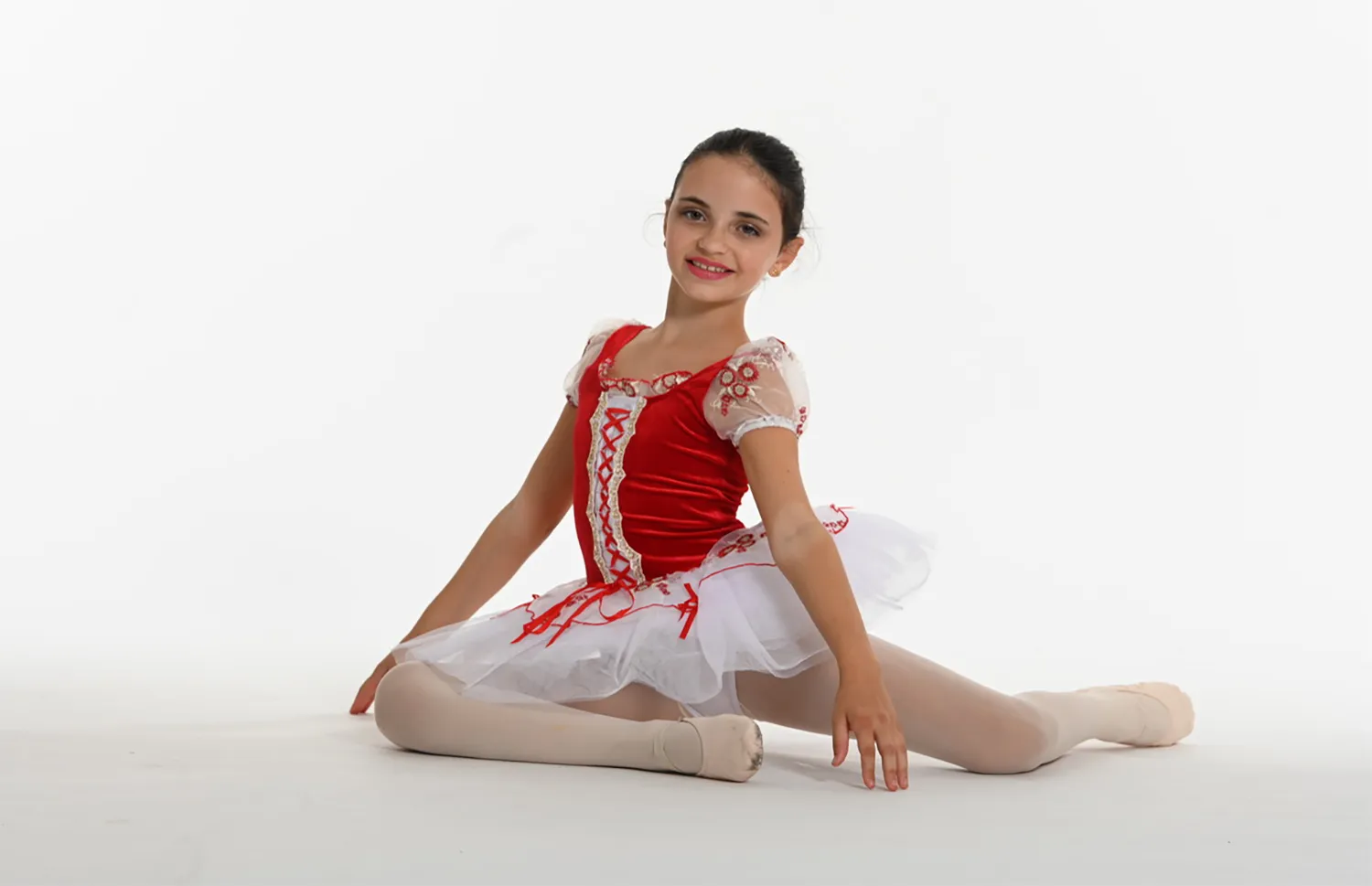 Tutu Rouge et Blanc avec Dentelle et Manches Ballons