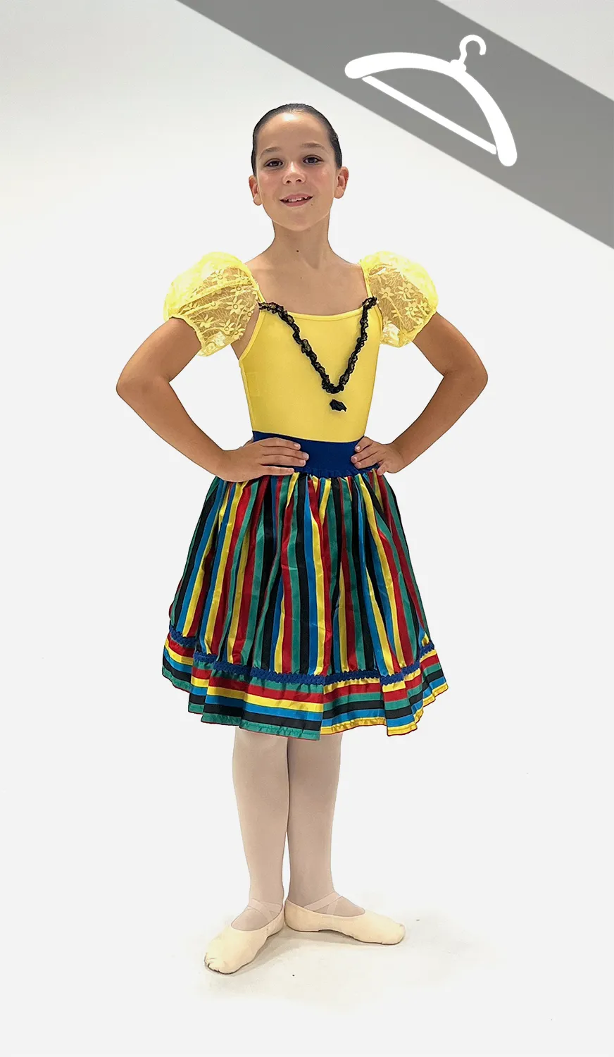 Jupe Arc-en-Ciel et Justaucorps Jaune - Essayage