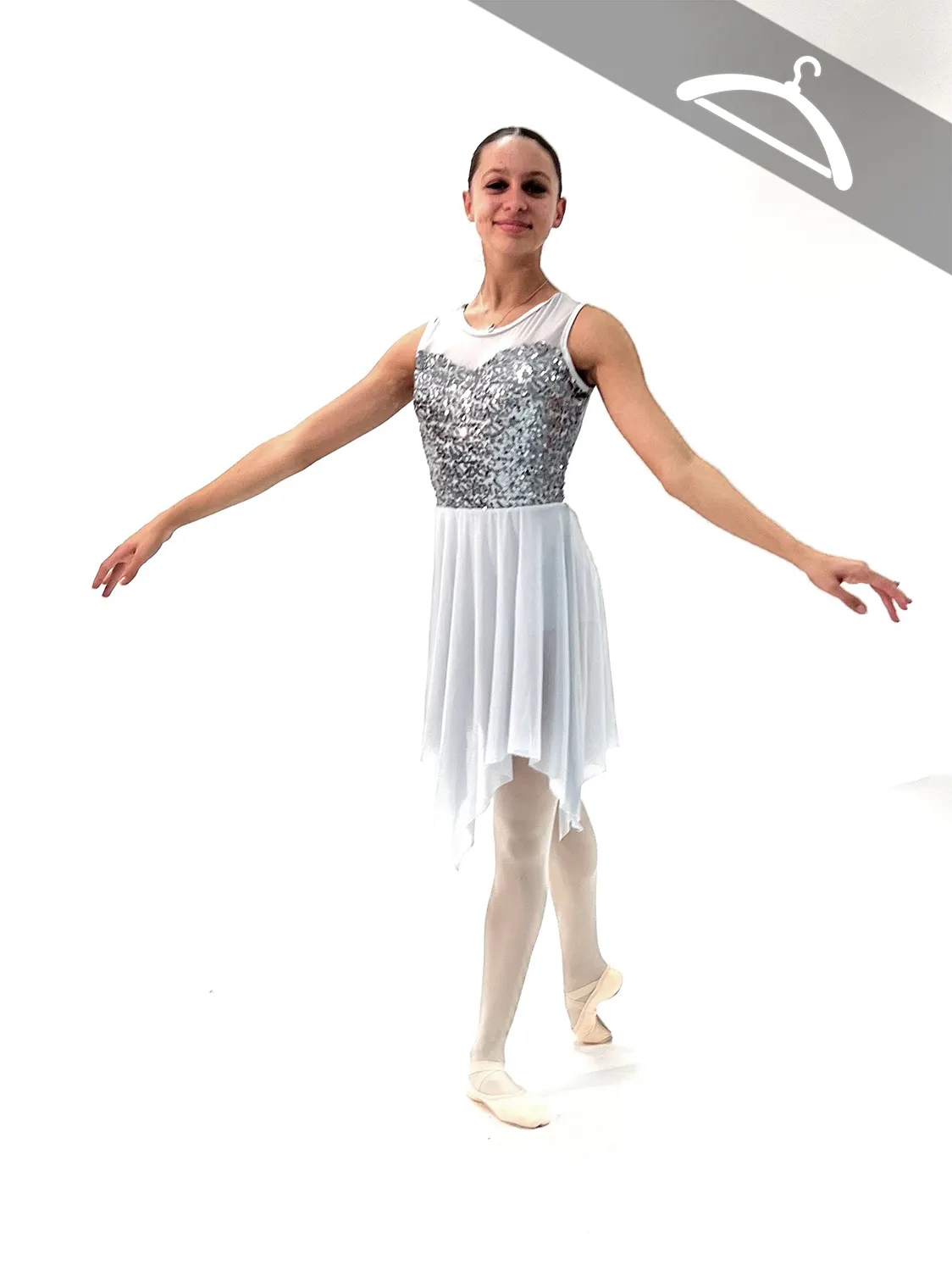 Robe Grise Fluide à Paillettes - Essayage