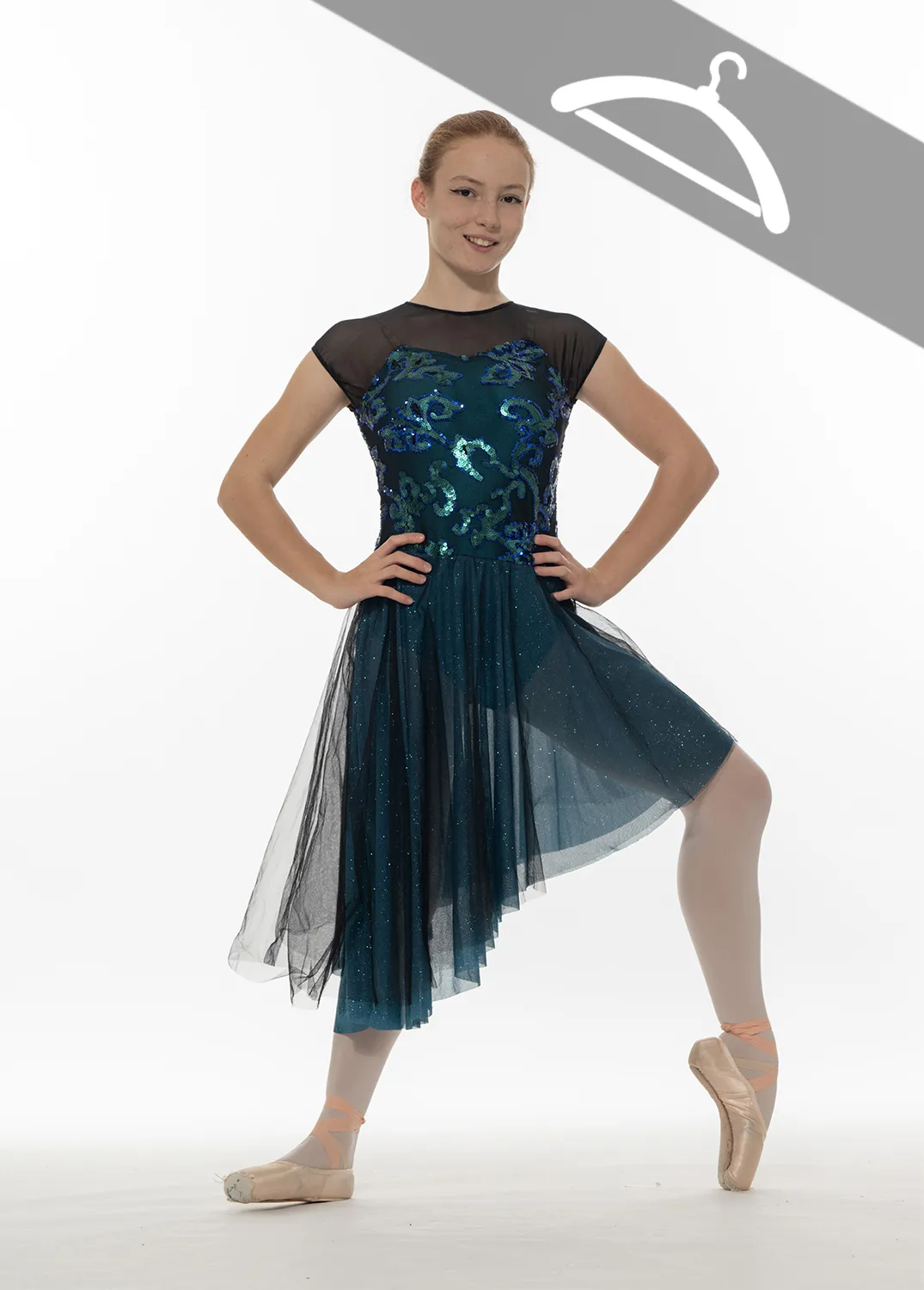 Robe bleu pétrole haut pailleté réf : PORT - Essayage