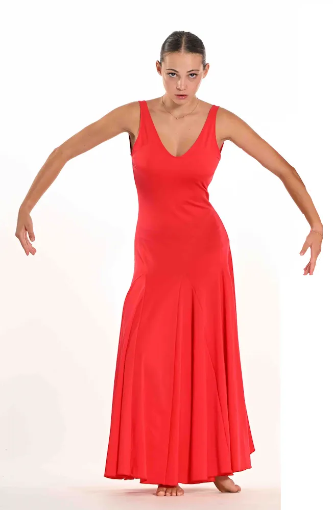 Robe Longue Lycra Col en V