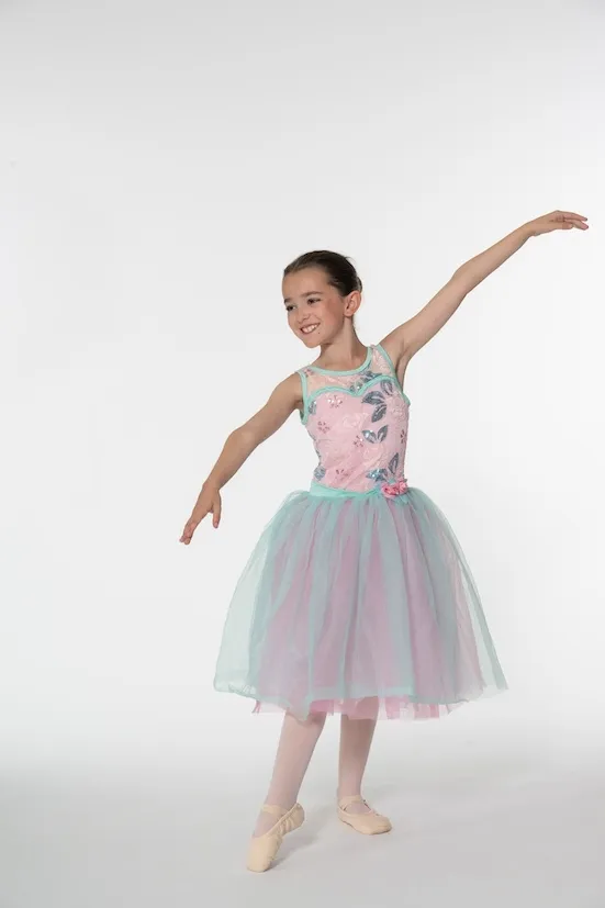 Tutu mi-long en tulle rose et vert menthe réf : C163