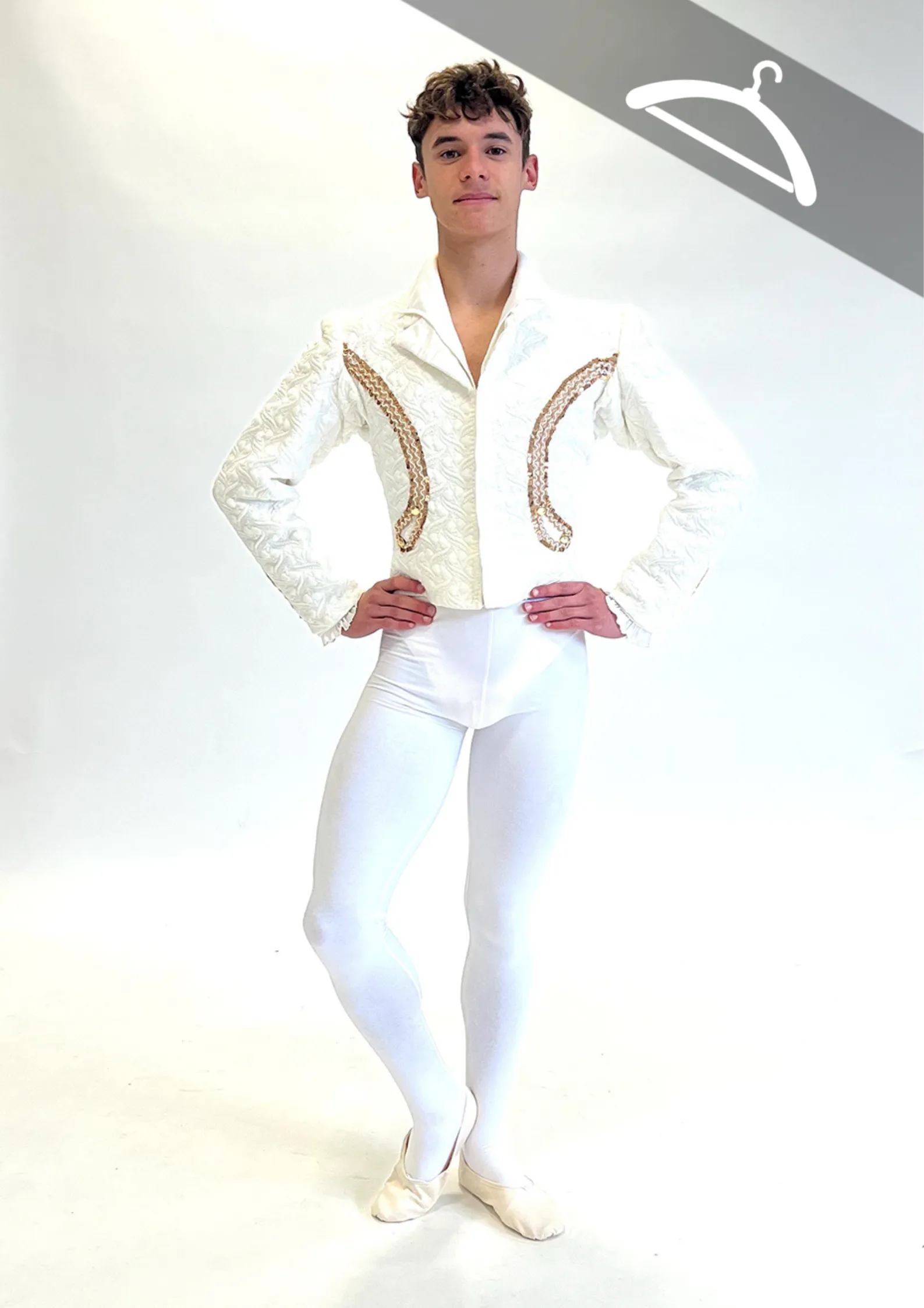 Veste Blanc-Crème Motifs Dorés réf : PORT - Essayage