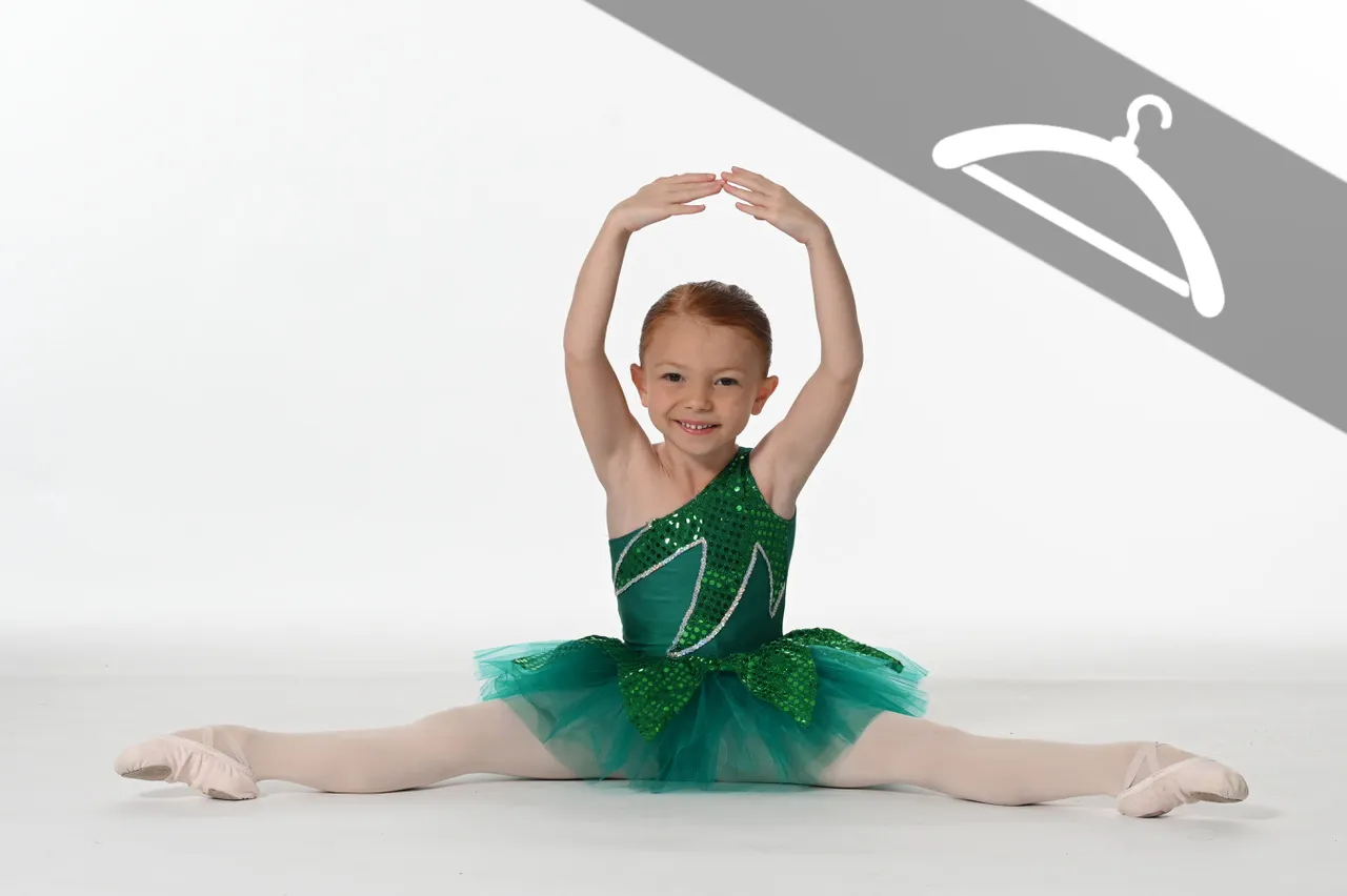 Tutu Vert Pailleté Manche Asymétrique - Essayage