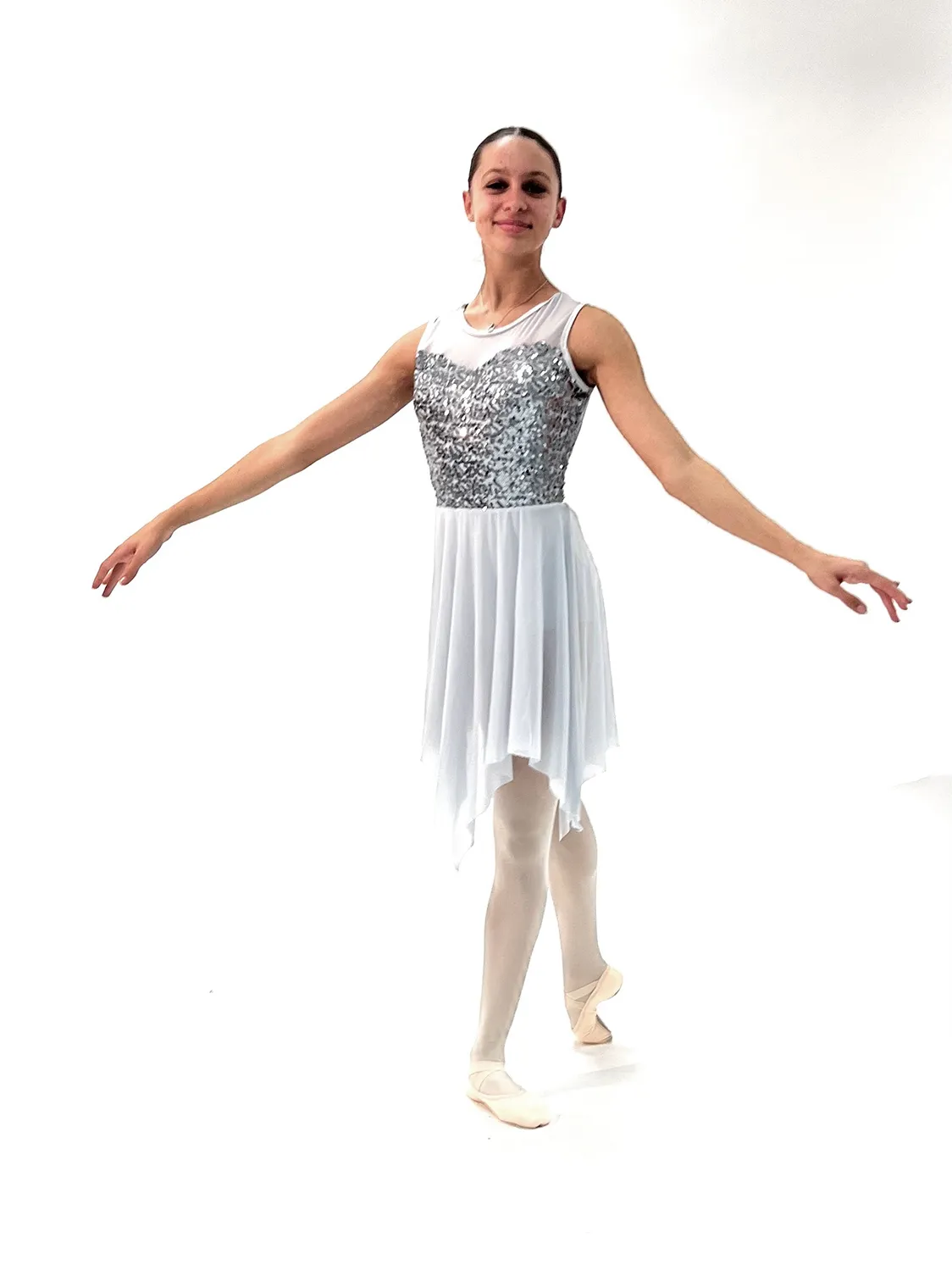 Robe Grise Fluide à Paillettes