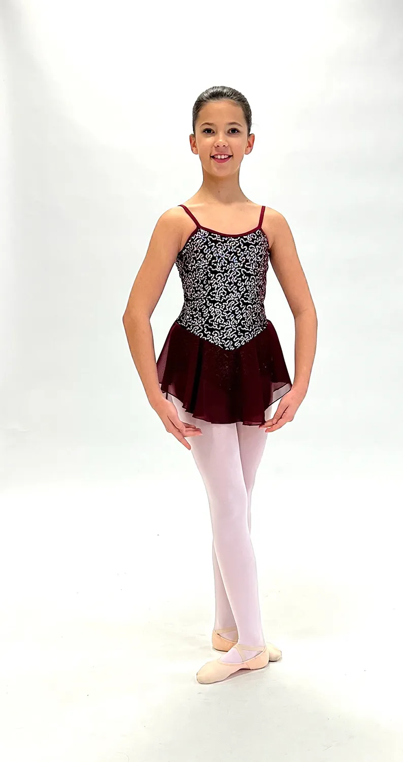 Justaucorps Rouge et Paillettes avec Jupette