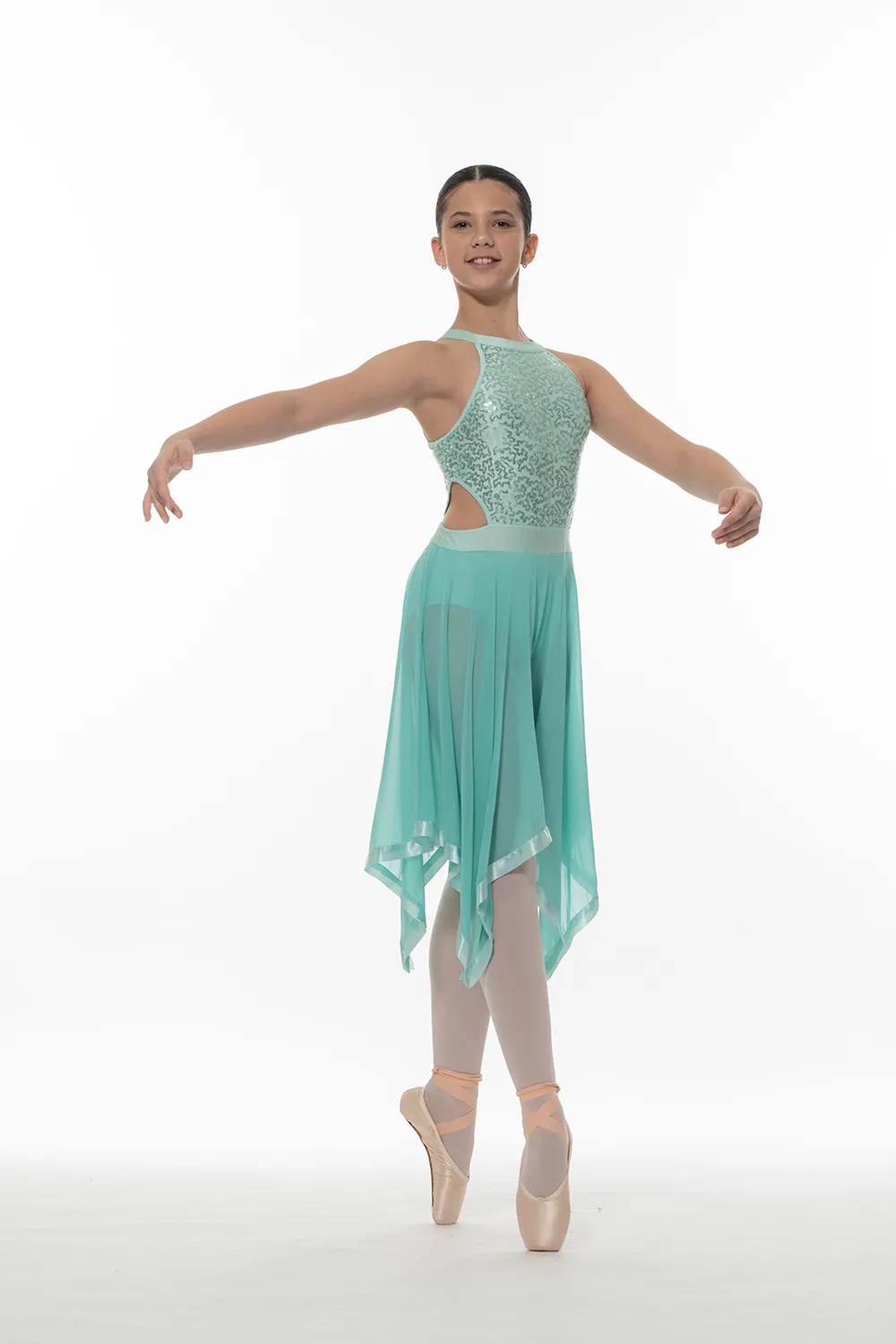 Robe turquoise dos nu et haut pailleté réf : PORT