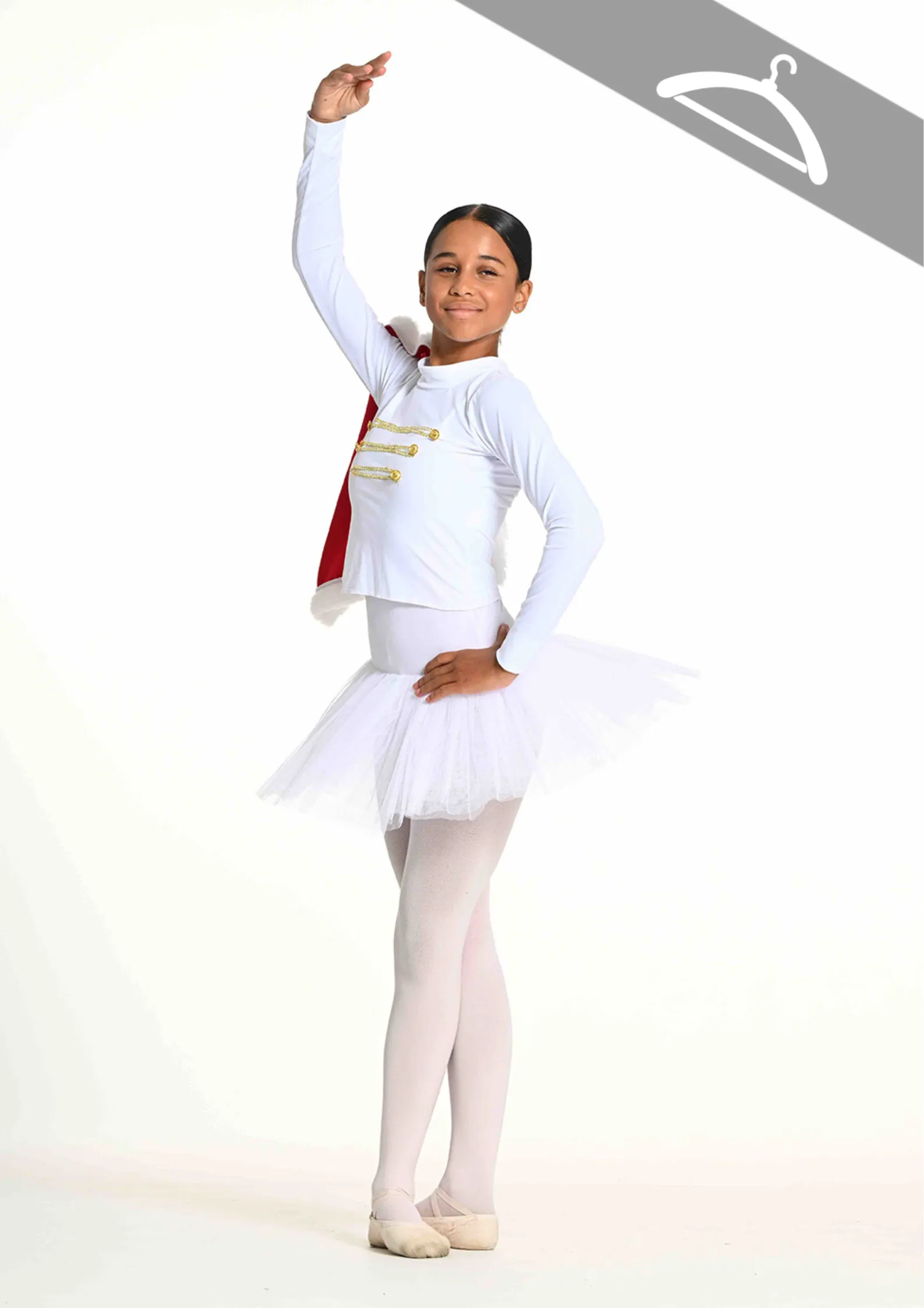 Haut Lycra Blanc + Cape Rouge style « Casse-Noisette »  + tutu - ref : C111 - Essayage