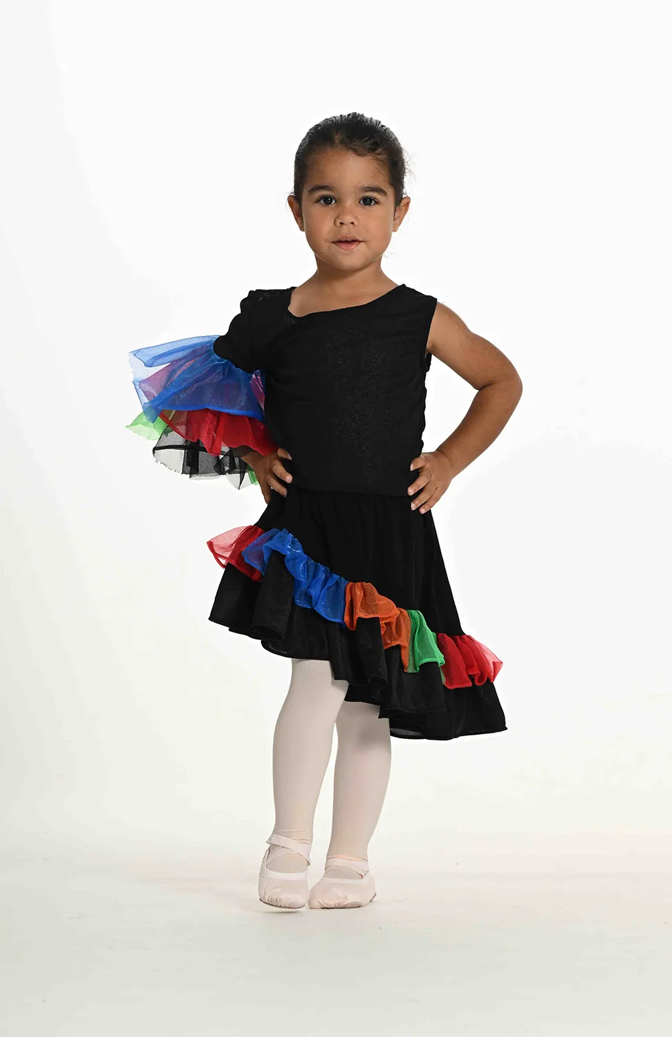 Robe Noire Volants Colorés « Flamenco Noir »