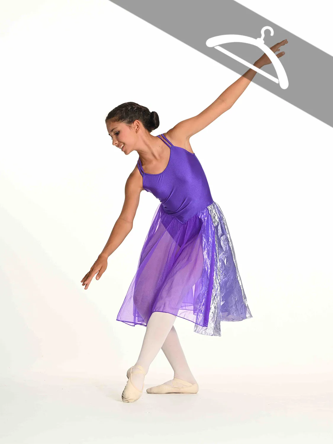 Robe Satin Violet et Argent Bas Transparent - Essayage