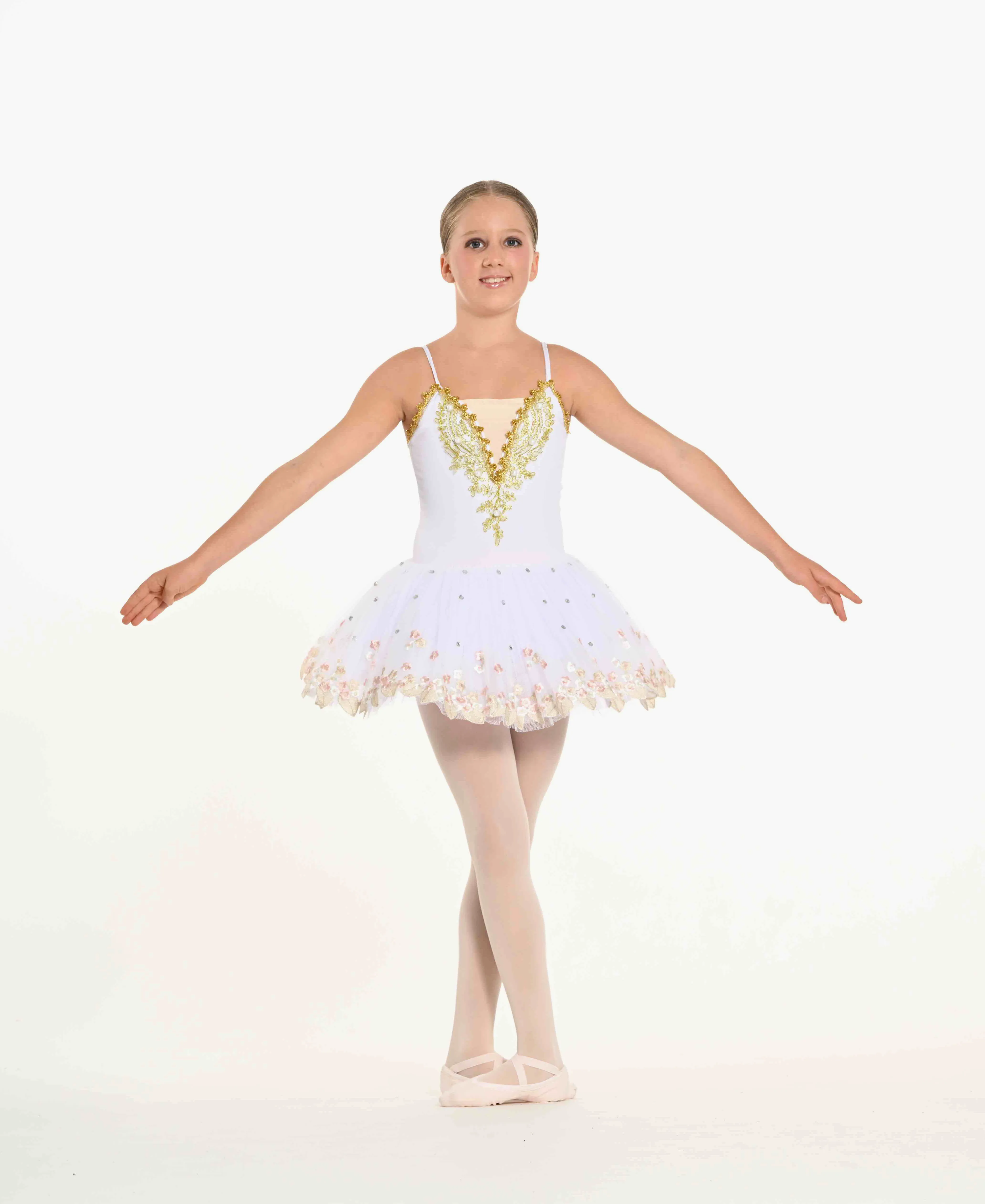 Tutu Blanc Fleuri et Or