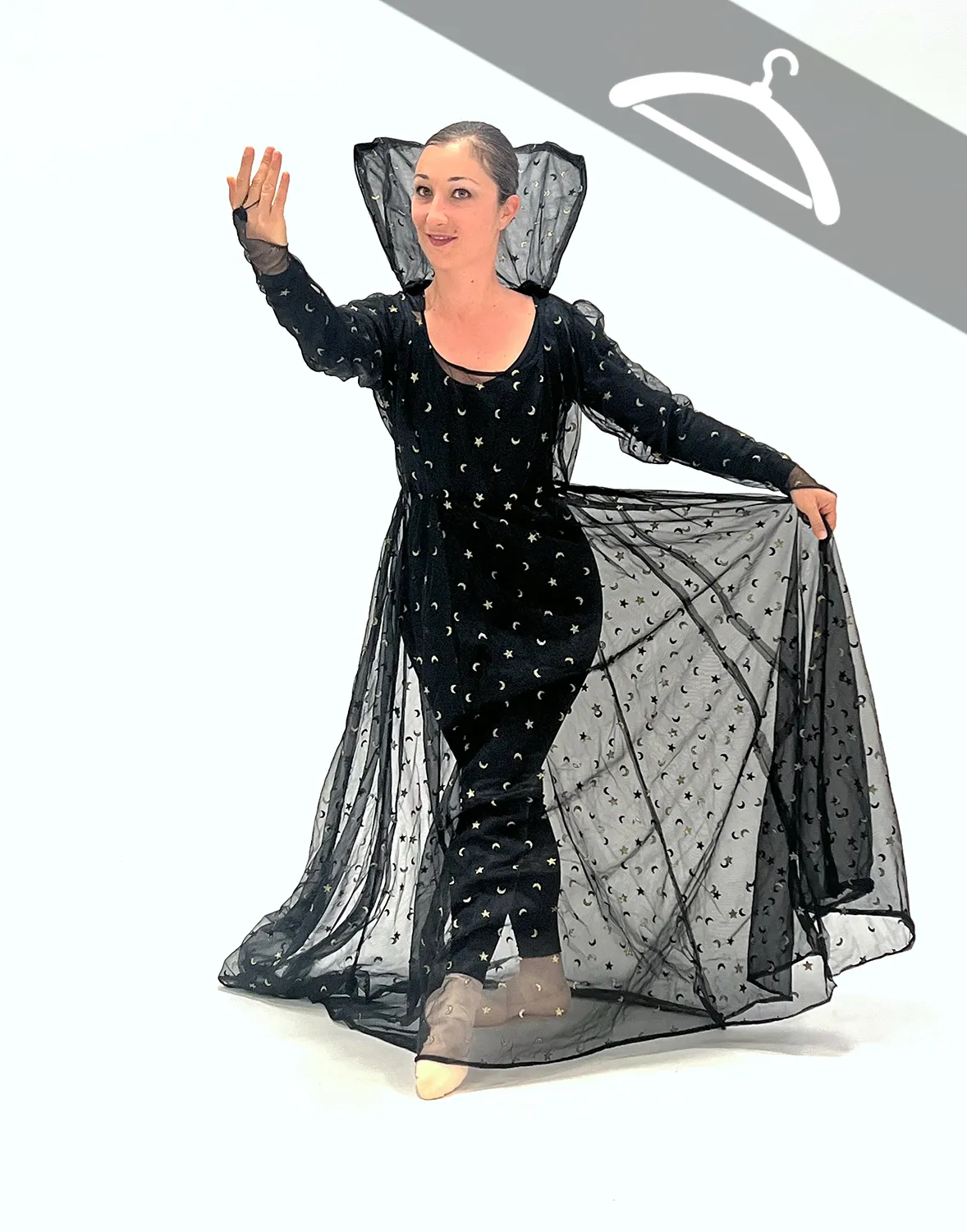 Robe Noire Transparente avec Motifs « Lune » - Essayage